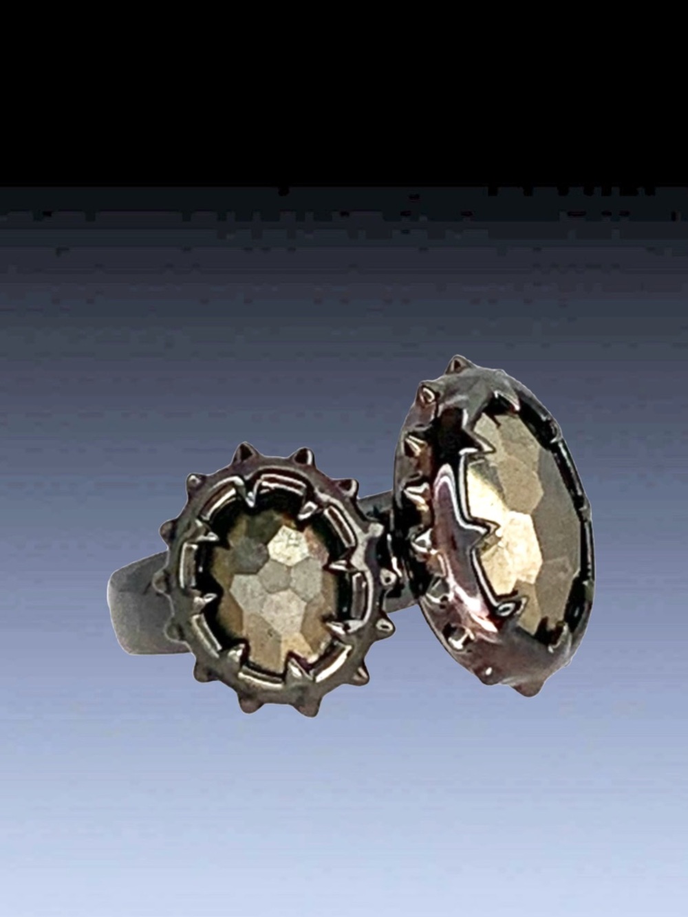 ALEXIS BITTAR •  Rare Georgian Double Stone Gunmetal Ring